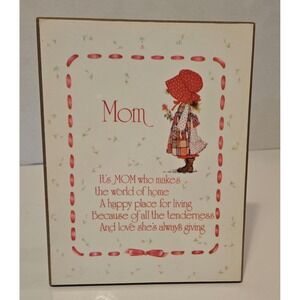 Vintage 1977 Holly Hobbie Mom Poem‎ Plaque Illustration Mother Day Gift Decor